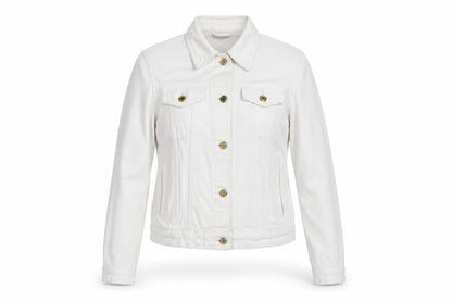 Primark Women White Cotton Basic Jacket Size 10 Casual Twill Short