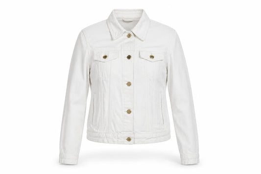 Primark Women White Cotton Basic Jacket Size 10 Casual Twill Short