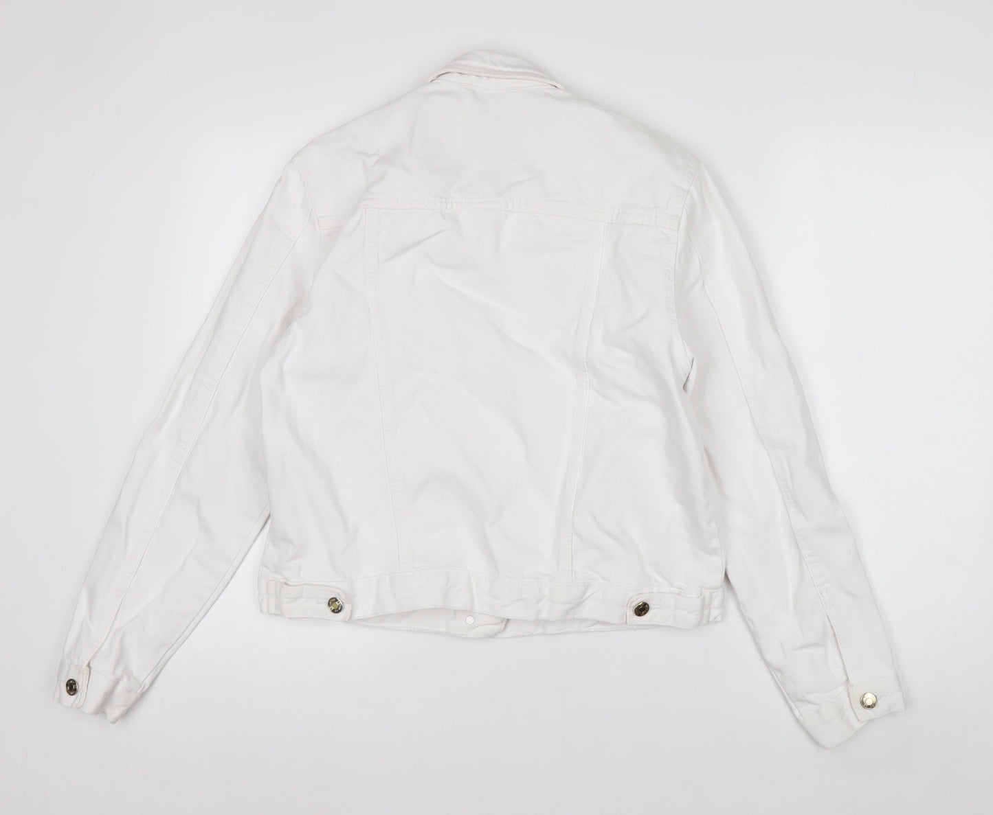 Primark Women White Cotton Basic Jacket Size 10 Casual Twill Short