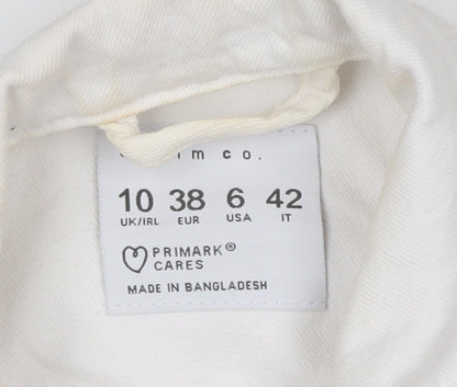 Primark Women White Cotton Basic Jacket Size 10 Casual Twill Short