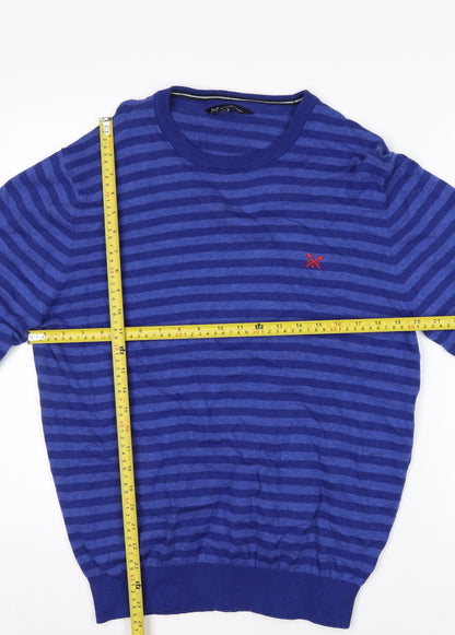Crew Clothing Company Men's Blue Striped Cotton Jumper Size L