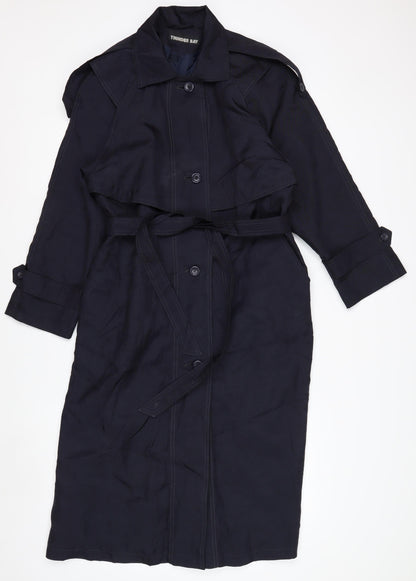 Thunder Bay Women's Blue Polyester Long Trench Coat Size 8