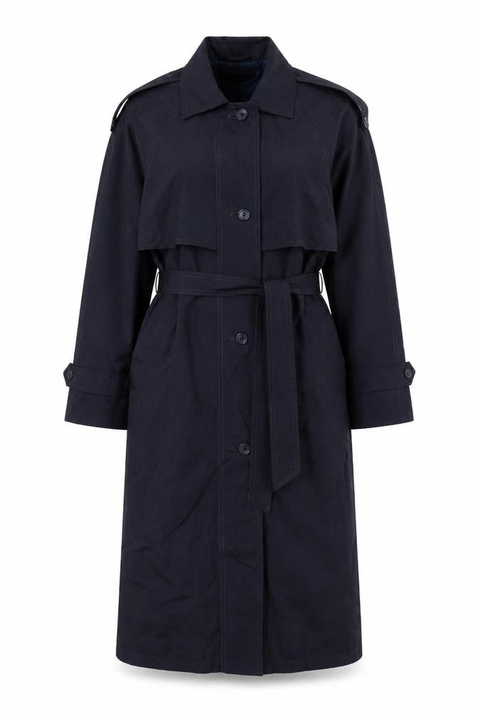 Thunder Bay Women's Blue Polyester Long Trench Coat Size 8