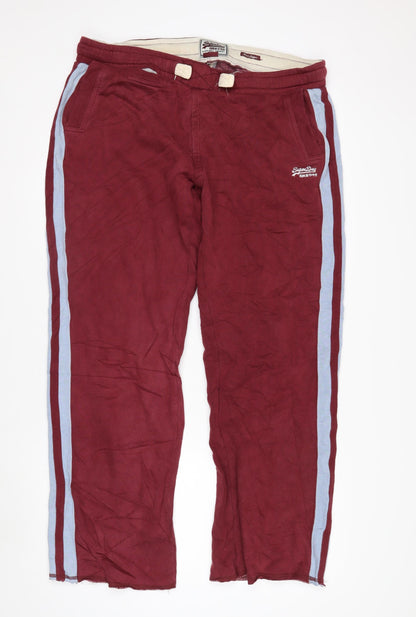 Superdry Men's Red Track Pants Large with Side Stripe