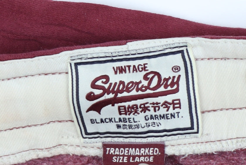 Superdry Men's Red Track Pants Large with Side Stripe
