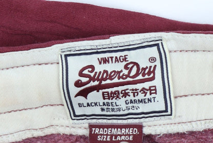 Superdry Men's Red Track Pants Large with Side Stripe