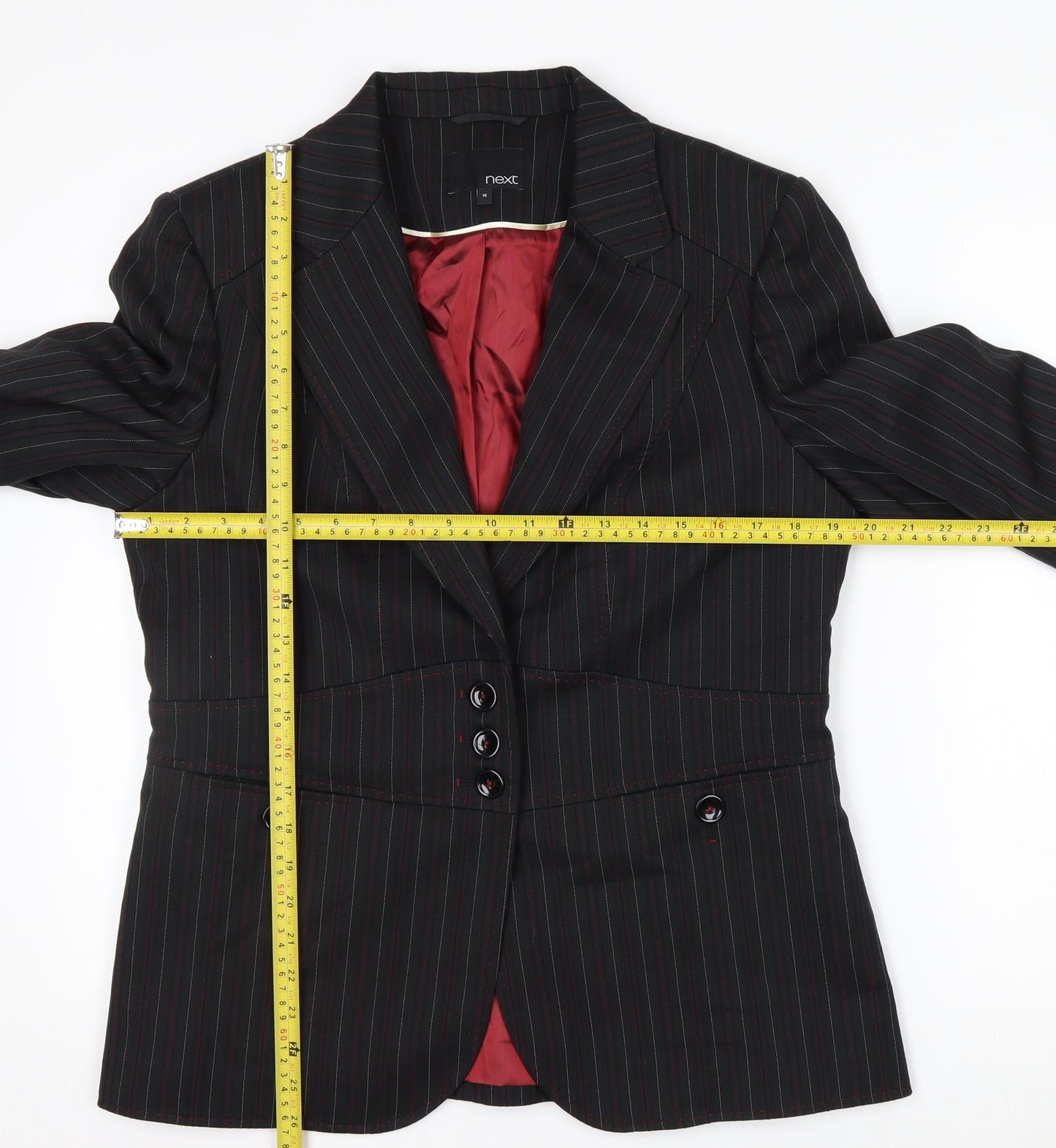 Next Women's Black Pinstripe Blazer Size 16 Classic Workwear Jacket