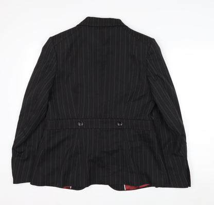 Next Women's Black Pinstripe Blazer Size 16 Classic Workwear Jacket