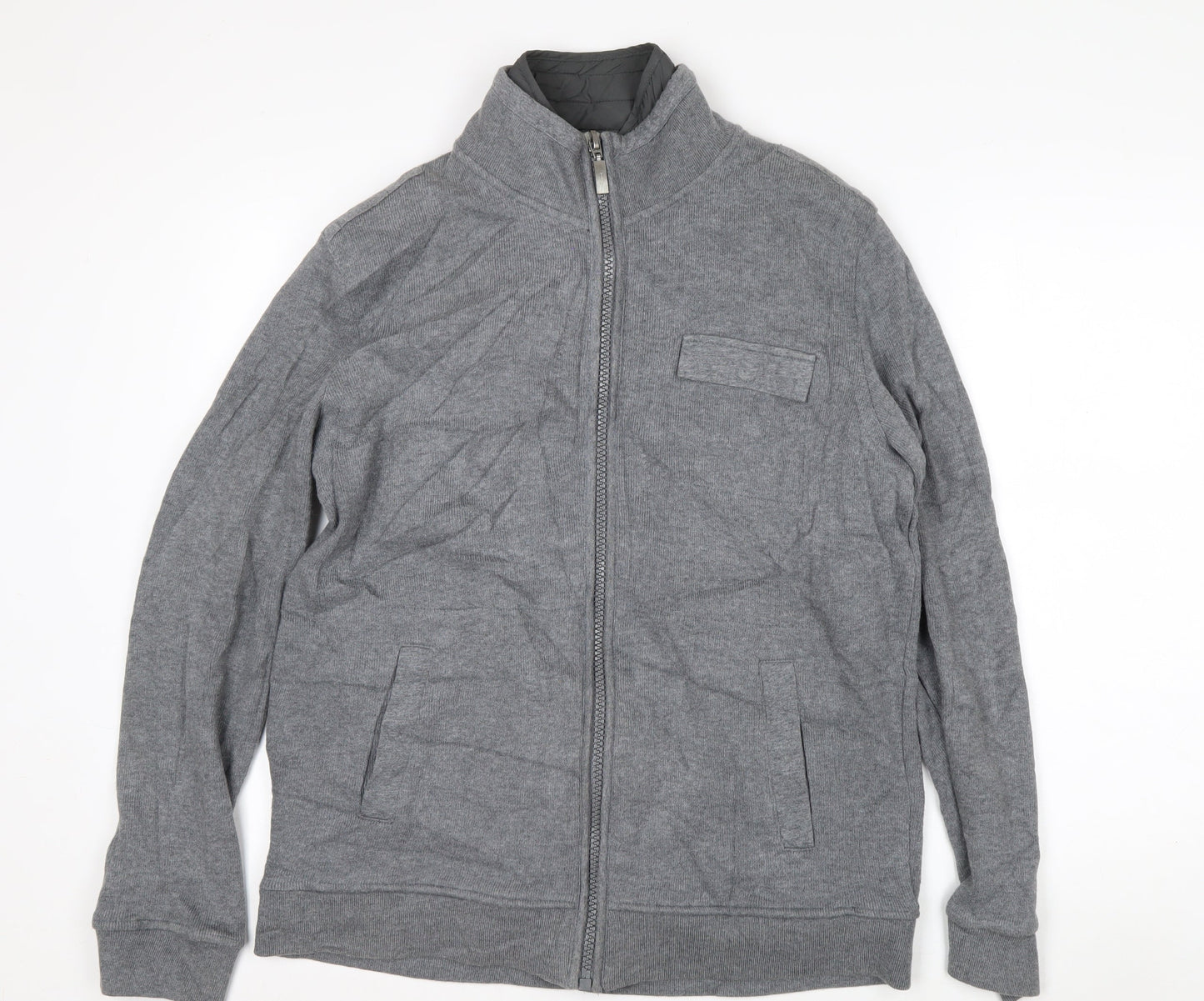 Jasper Conran Men’s Grey Full Zip High Neck Knit Jumper L