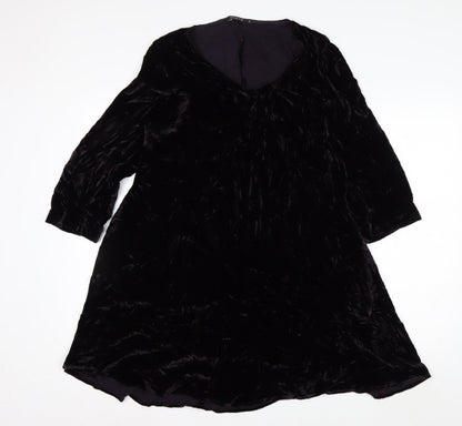 Grizas Women's Black Velvet A-Line Knee Length Dress S