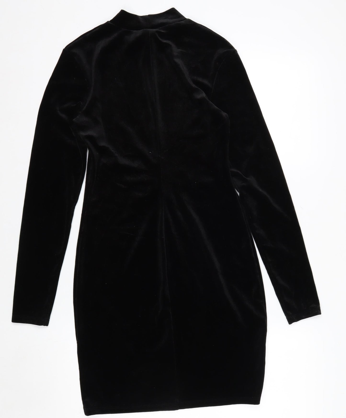 H&M Womens Black Velvet Bodycon Party Dress Size S Long Sleeve