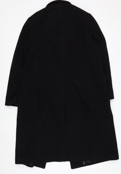 Marks and Spencer Womens Black Wool Cashmere Coat Size 16 Long Overcoat