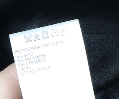Marks and Spencer Womens Black Wool Cashmere Coat Size 16 Long Overcoat