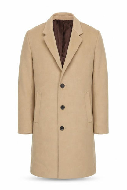 Primark Men’s Beige Wool Look Overcoat L Long Formal Jacket