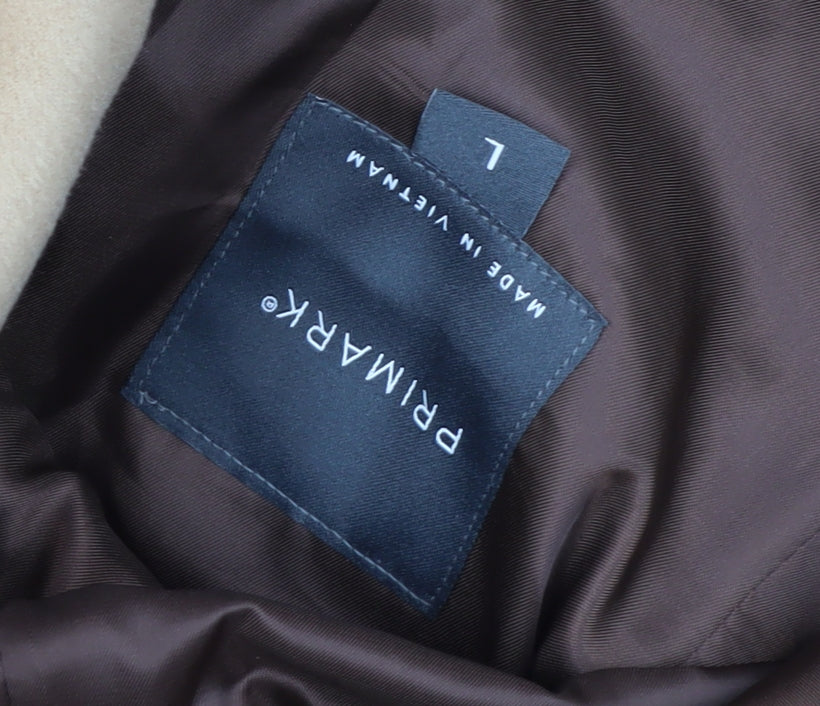 Primark Men’s Beige Wool Look Overcoat L Long Formal Jacket