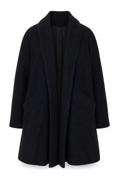 Anne Klein Women’s Black Wool Long Overcoat Size 12 Lined Classic