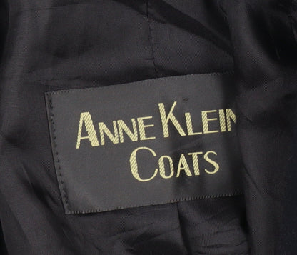Anne Klein Women’s Black Wool Long Overcoat Size 12 Lined Classic