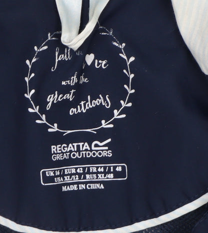 Regatta Women's Blue Waterproof Hooded Rain Jacket Size 16