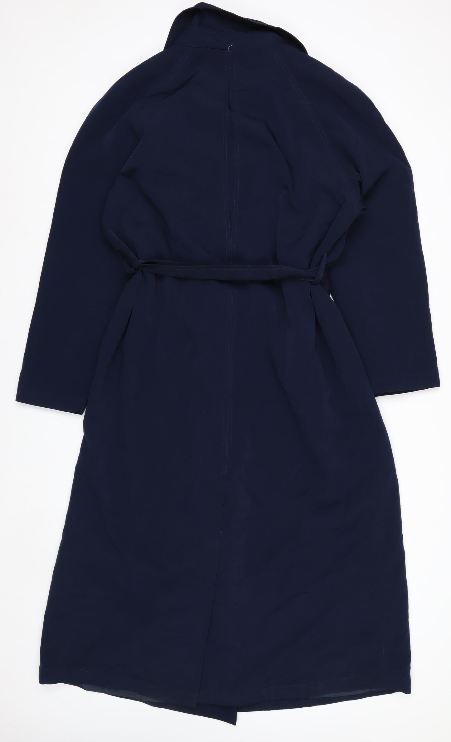Totes Womens Blue Long Belted Trench Coat Size 10 Waterproof Classic