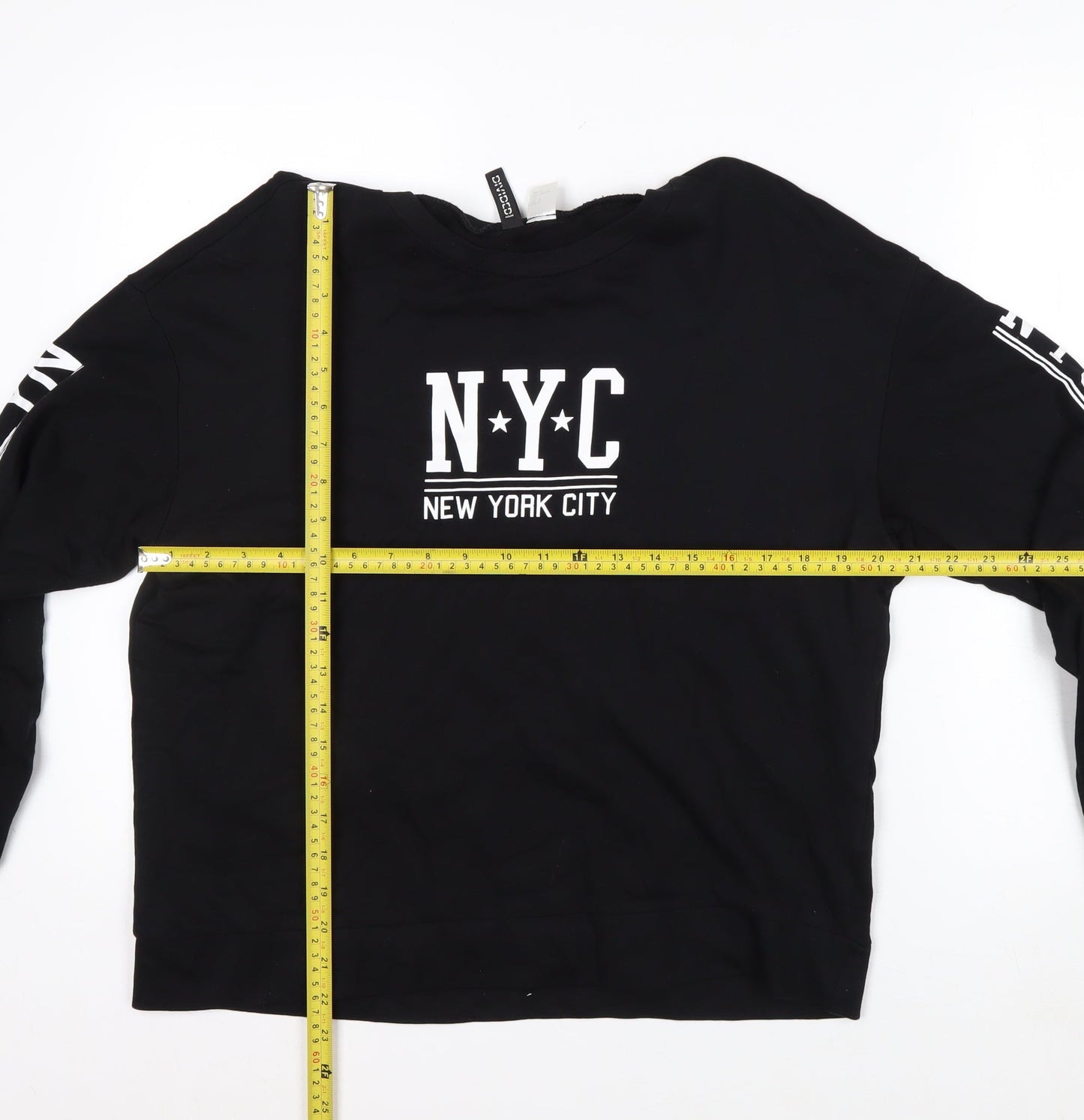 H&M Men’s Black NYC Graphic Long Sleeve Cotton Casual Top M