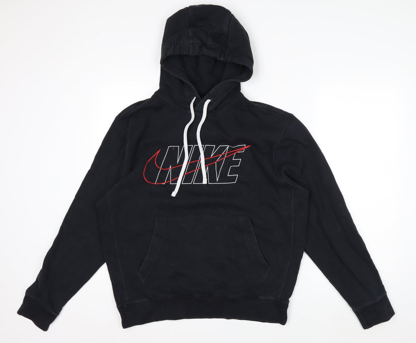 Nike Men's Black Pullover Hoodie M Logo Fleece Sweatshirt