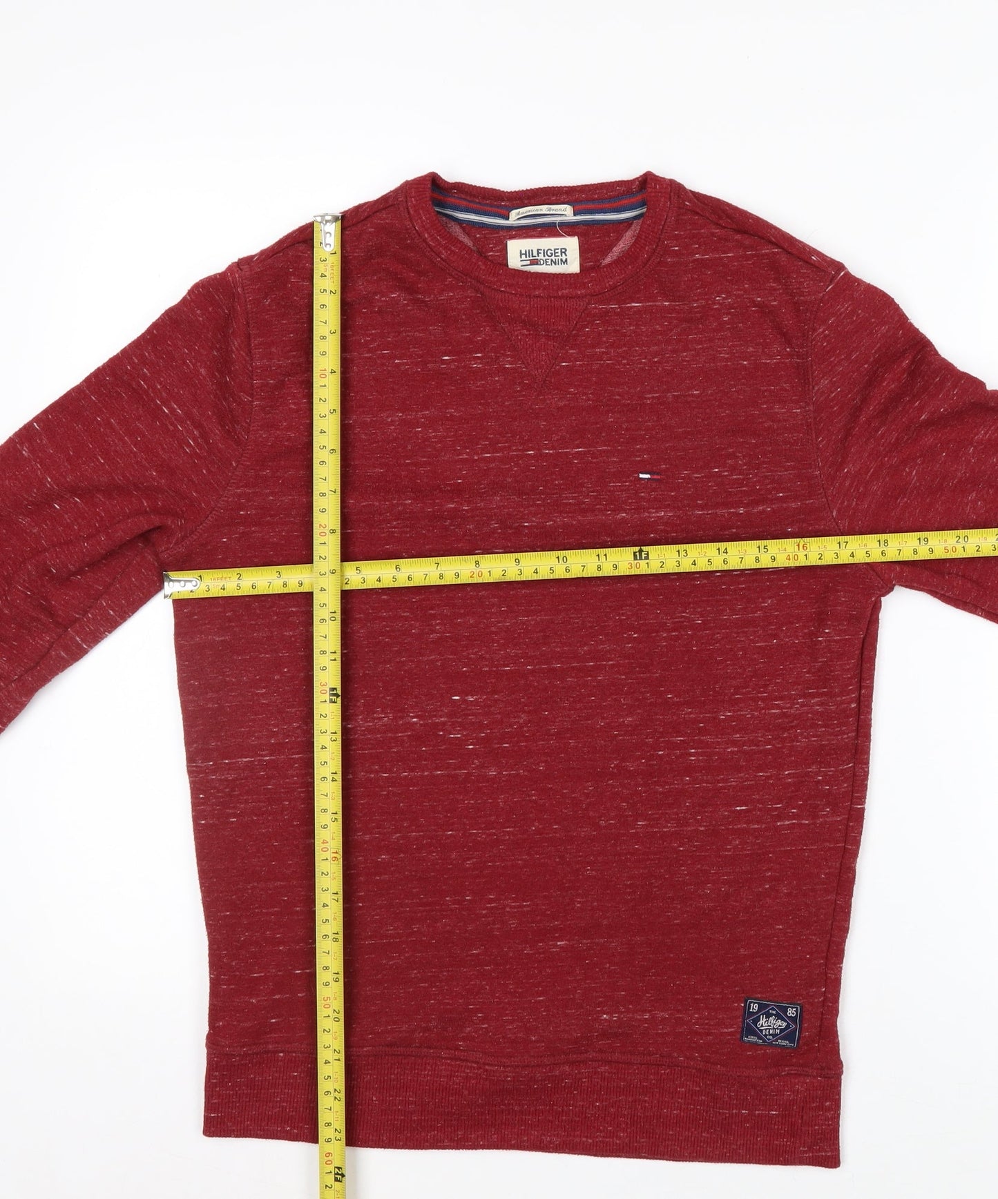 Hilfiger Denim Men’s Red Crew Neck Pullover Sweatshirt Size S