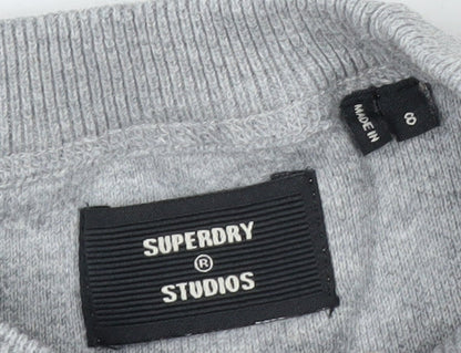 Superdry Studios Womens Grey Pullover Sweatshirt Size 8 Crew Neck