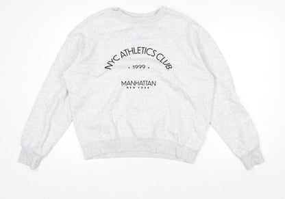 H&M Womens Grey NYC Athletics Club Sweatshirt Size S Cotton Blend