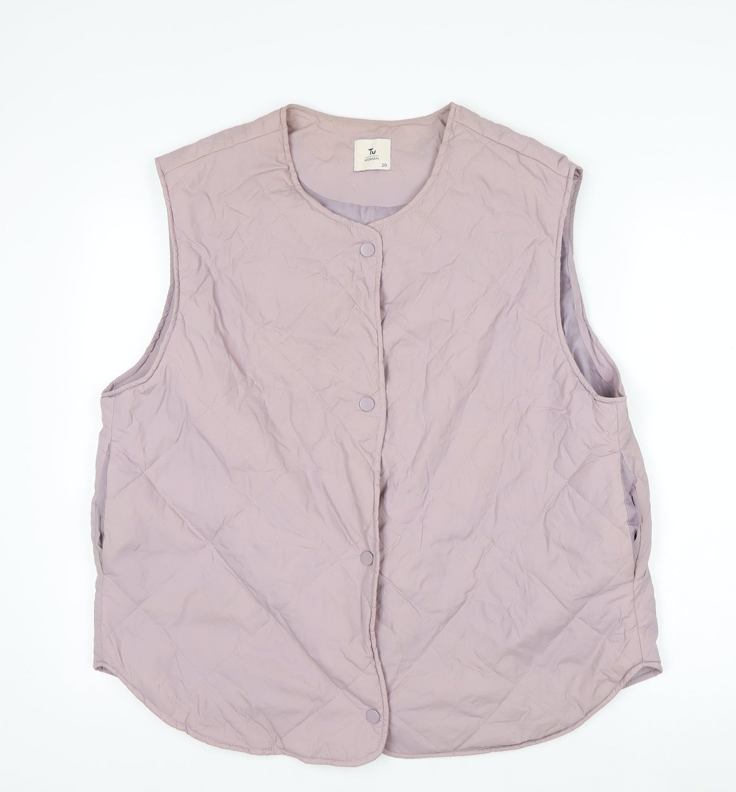 Tu Women Purple Quilted Padded Waistcoat Size 20 Regular Fit