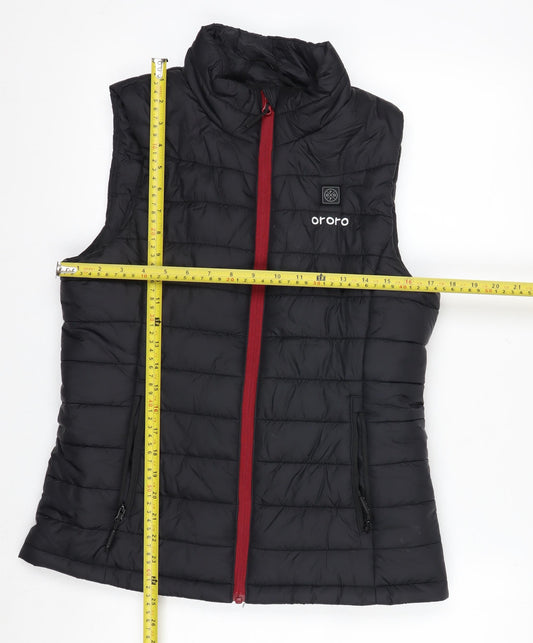 Ororo Women's Black Heated Quilted Waistcoat Bodywarmer Size S