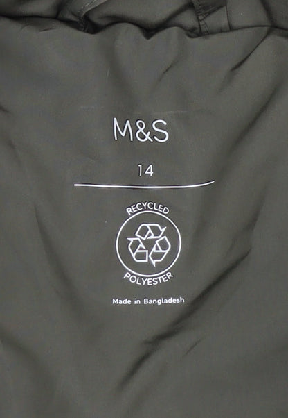 Marks and Spencer Women's Green Long Puffer Coat Size 14