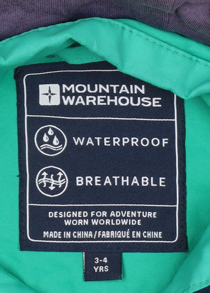 Mountain Warehouse Boys Green 3-4 Years Waterproof Hooded Rain Coat