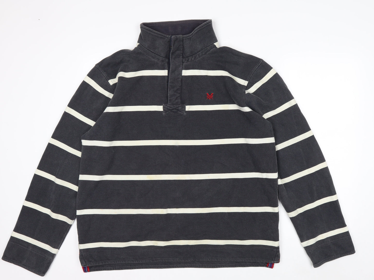 Crew Clothing Co Men’s Blue Striped Henley Sweatshirt Large
