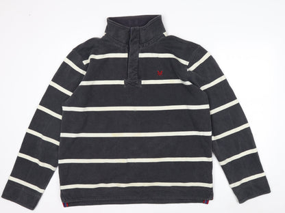 Crew Clothing Co Men’s Blue Striped Henley Sweatshirt Large