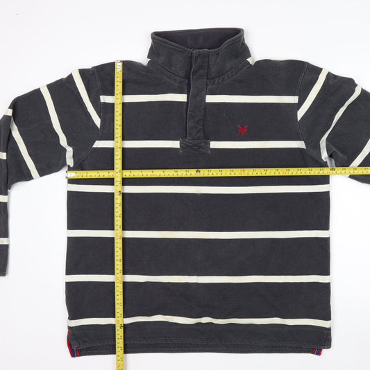 Crew Clothing Co Men’s Blue Striped Henley Sweatshirt Large