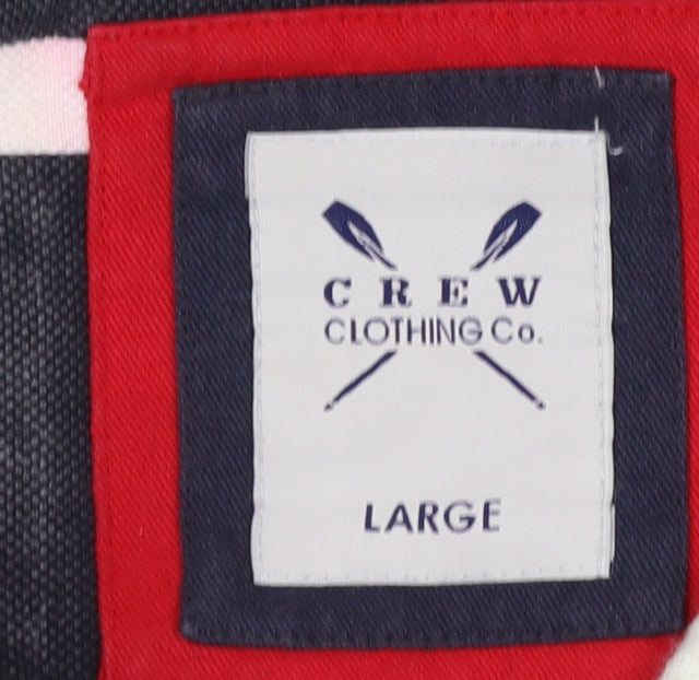 Crew Clothing Co Men’s Blue Striped Henley Sweatshirt Large