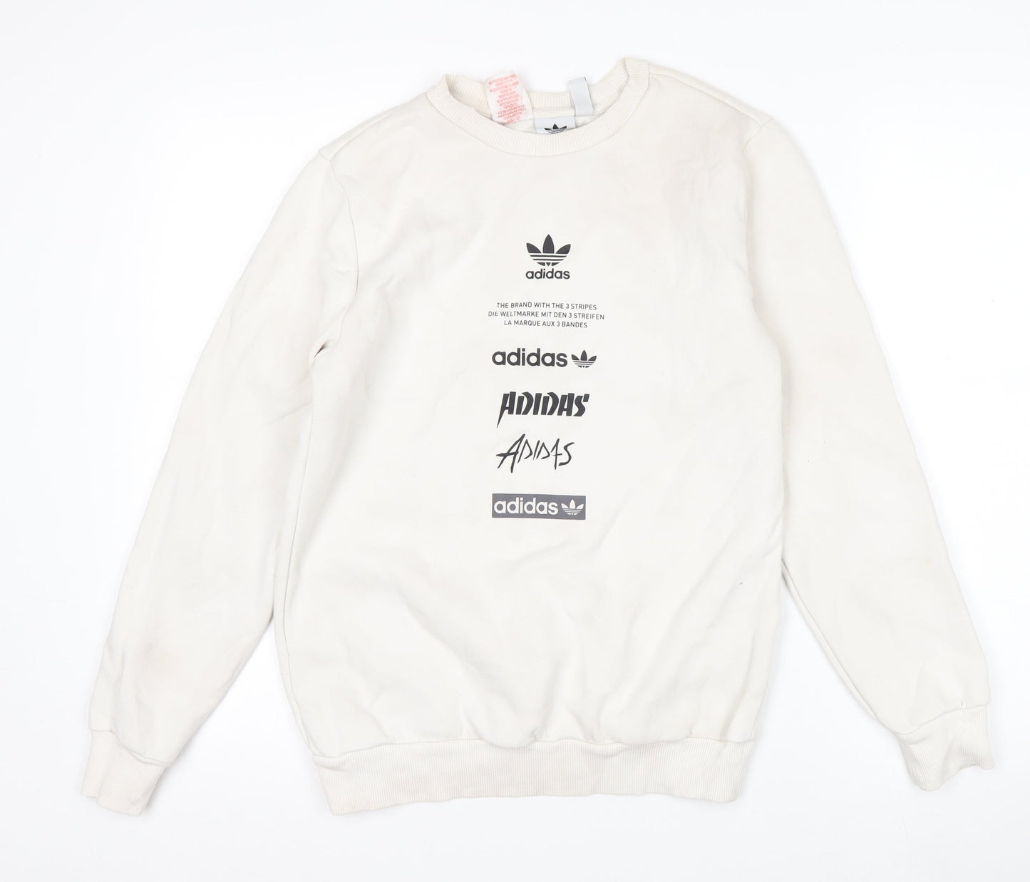 Adidas Boys Beige Logo Crew Neck Fleece Sweatshirt 13-14 Years