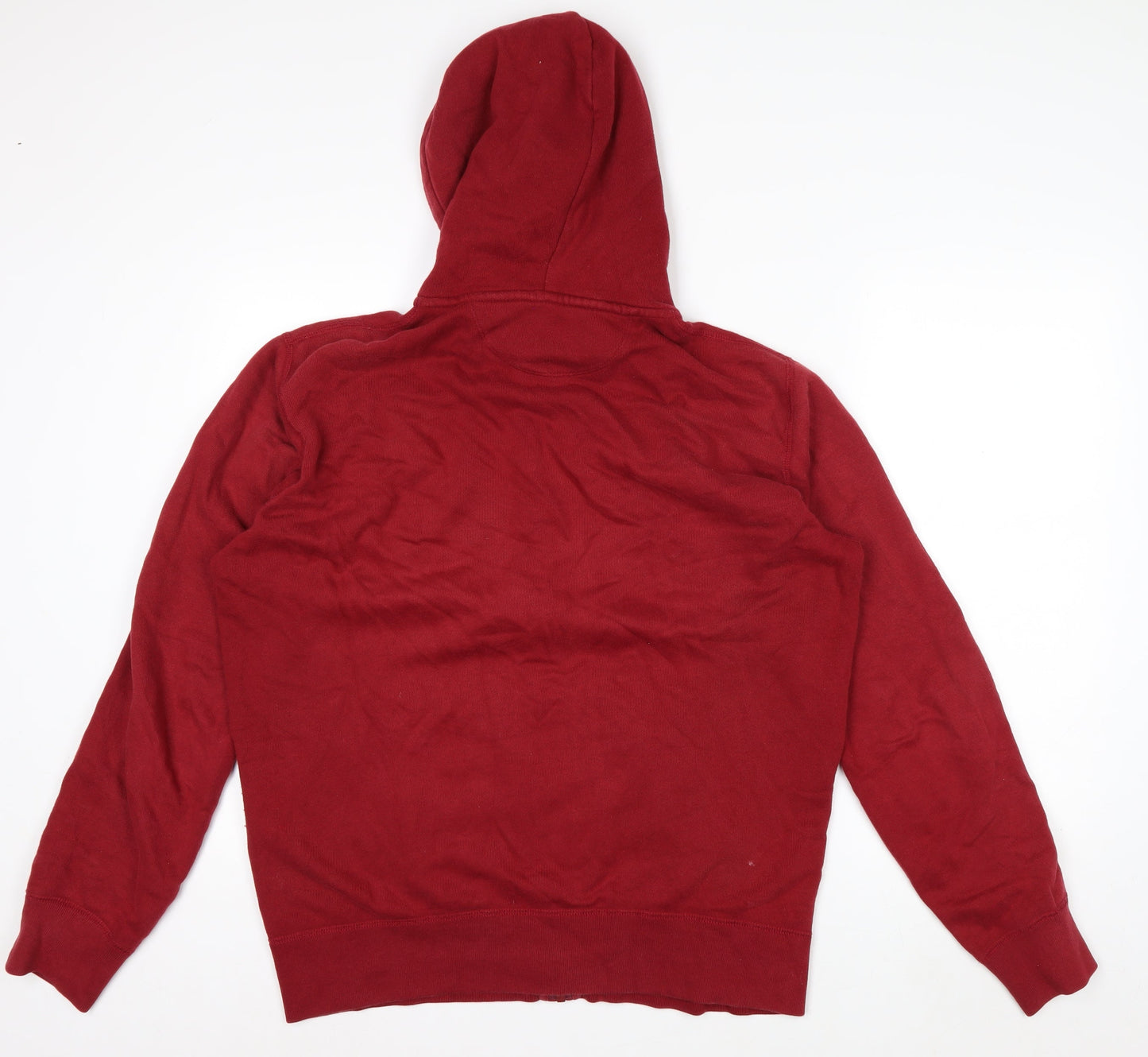 Uniqlo Men's Red Full Zip Hoodie L Lightweight Cotton Blend
