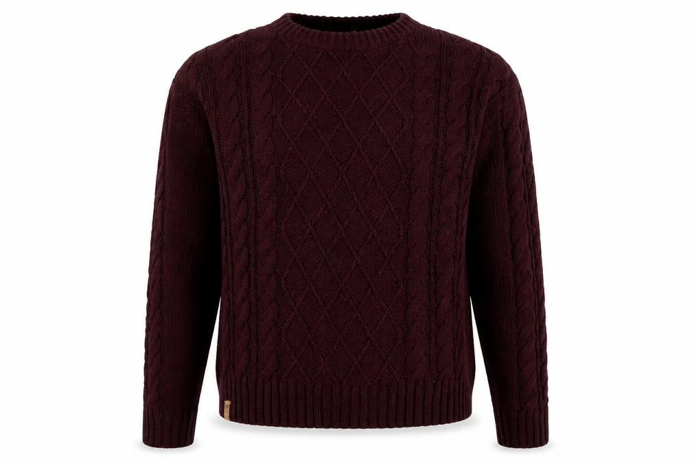 10 Tree Men's Brown Cable Knit Wool Blend Jumper Size M