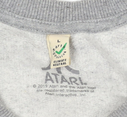 Atari Men's Grey Logo Pullover Sweatshirt Size L Cotton Retro Style