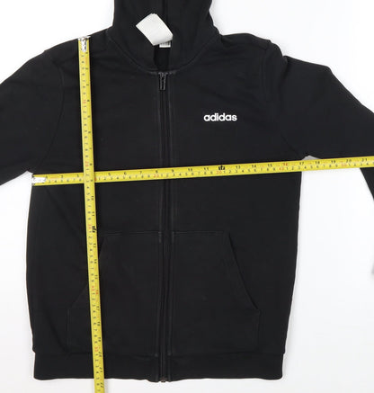 Adidas Boys Black Full Zip Hoodie Size 11-12 Years Cotton Blend