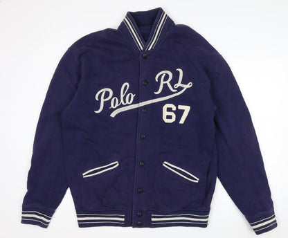 Polo Ralph Lauren Men's Blue Varsity Jacket Size L Tall Cotton Blend