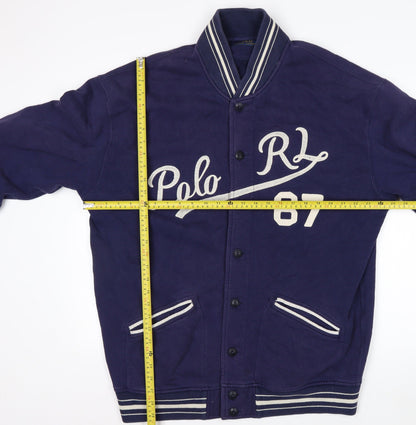 Polo Ralph Lauren Men's Blue Varsity Jacket Size L Tall Cotton Blend