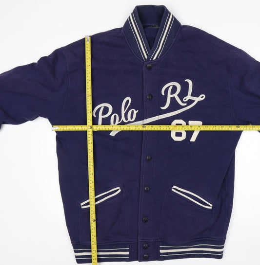 Polo Ralph Lauren Men's Blue Varsity Jacket Size L Tall Cotton Blend