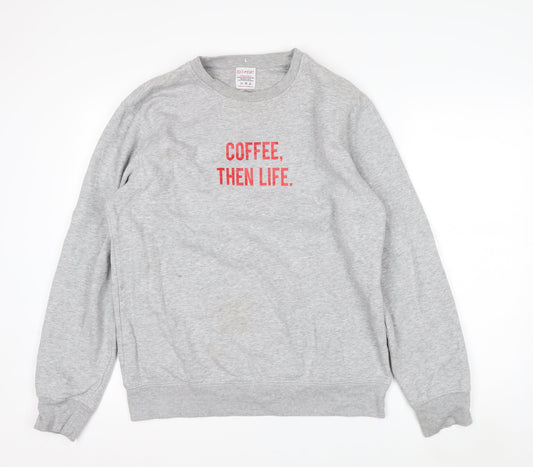 Rock On Ruby Unisex Grey L Pullover Sweatshirt Coffee Quote