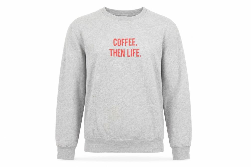 Rock On Ruby Unisex Grey L Pullover Sweatshirt Coffee Quote