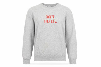 Rock On Ruby Unisex Grey L Pullover Sweatshirt Coffee Quote
