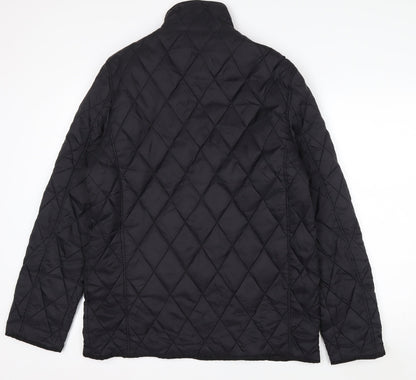 Peacocks Men's Black Quilted Mid-Length Jacket Size M
