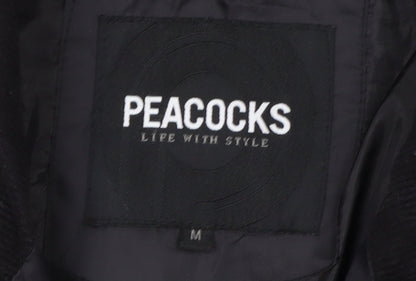 Peacocks Men's Black Quilted Mid-Length Jacket Size M