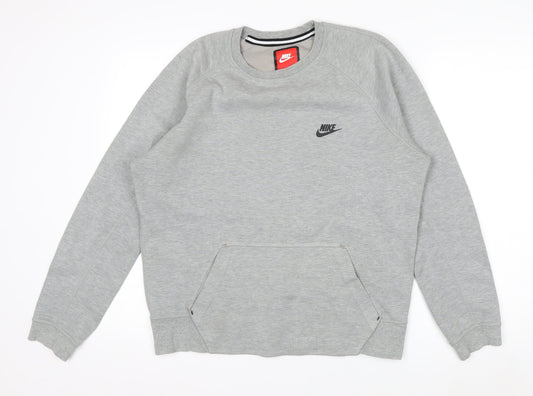 Nike Men's Grey Regular Fit Crew Neck Pullover Sweatshirt M